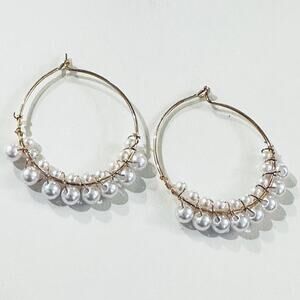 Gold Pearl Hoop Earrings